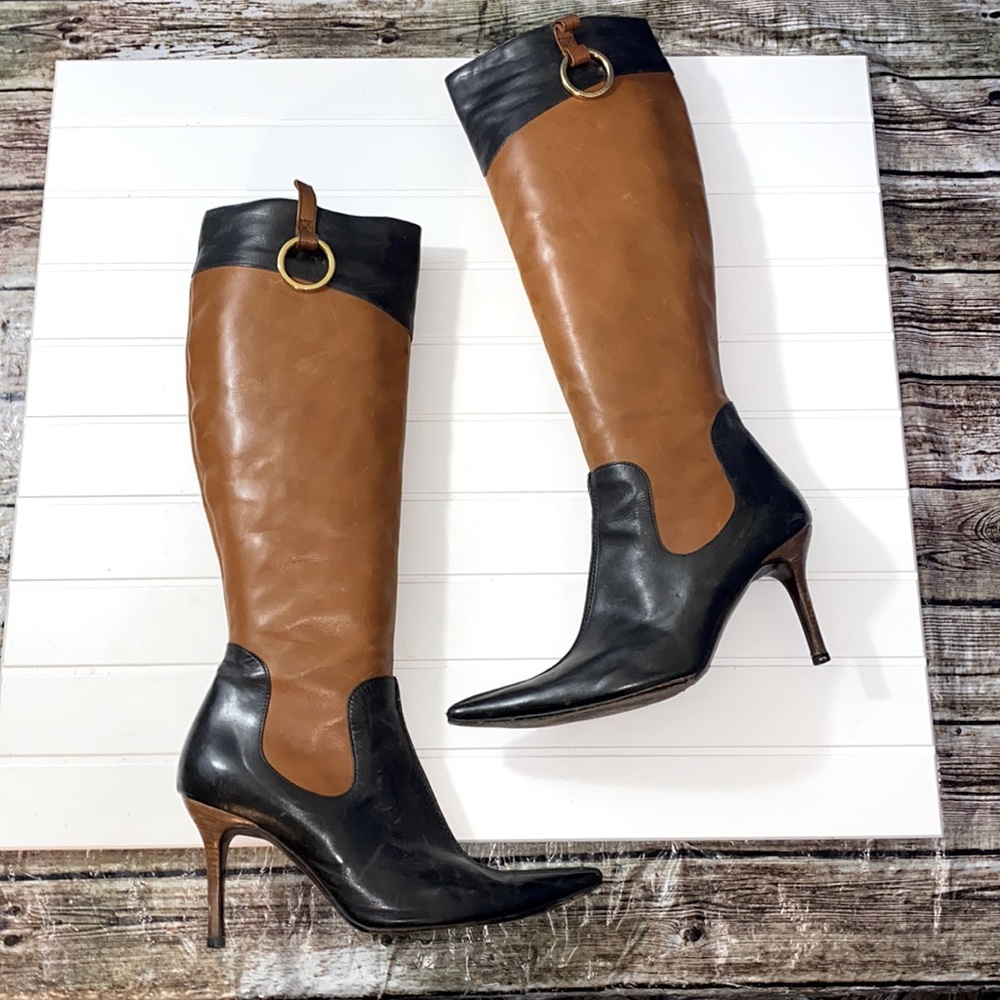 Dolce & Gabbana Pointed Toe Tall Leather Boot